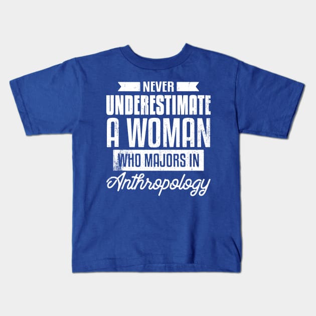 Never Underestimate A Woman Anthropology Archaeology Kids T-Shirt by LEGO